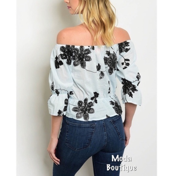 OFF-SHOULDER FLORAL TOP - Picture 4 of 4